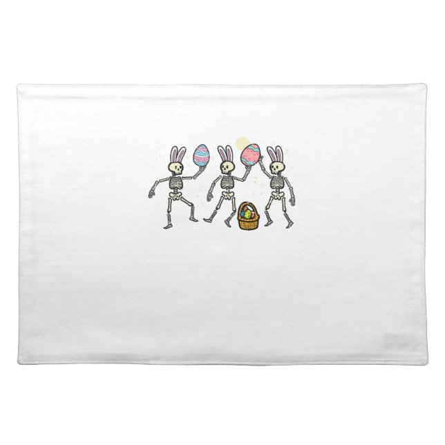 Easter Skeletons Dancing Eggs Funny Bones Men Wome Cloth Placemat (Front)