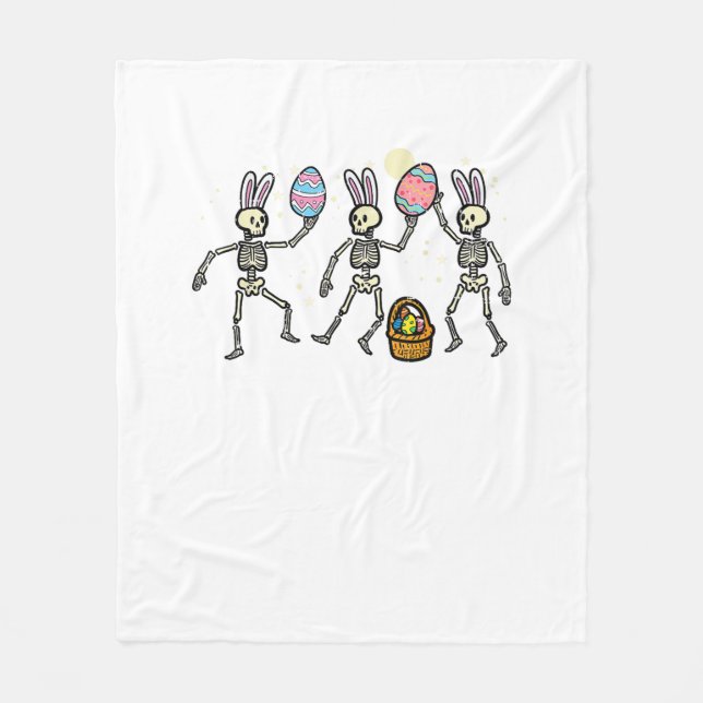 Easter Skeletons Dancing Eggs Funny Bones Men Wome Fleece Blanket (Front)