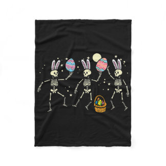 Easter Skeletons Dancing Eggs Funny Bones Men Wome Fleece Blanket