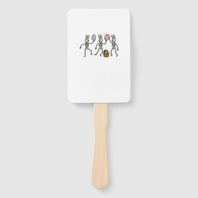 Easter Skeletons Dancing Eggs Funny Bones Men Wome Hand Fan (Front)