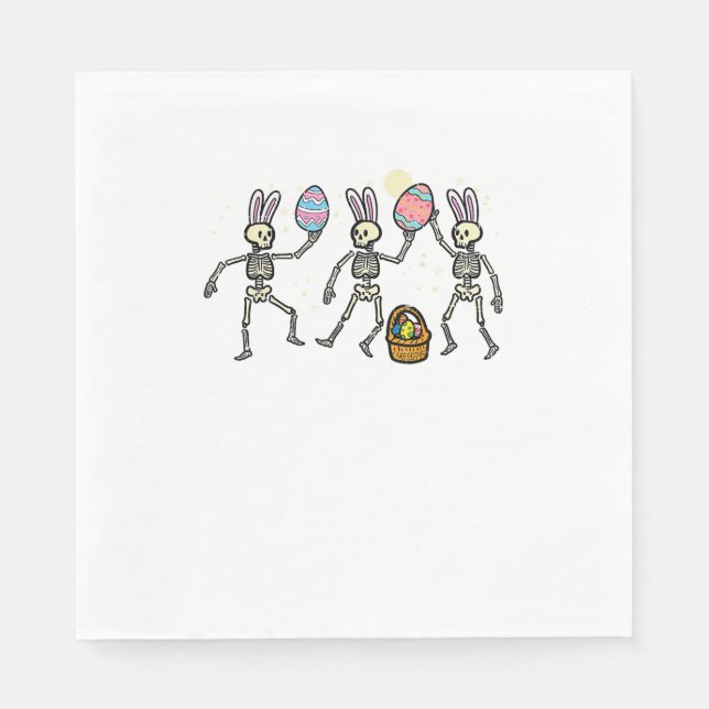 Easter Skeletons Dancing Eggs Funny Bones Men Wome Napkins (Front)