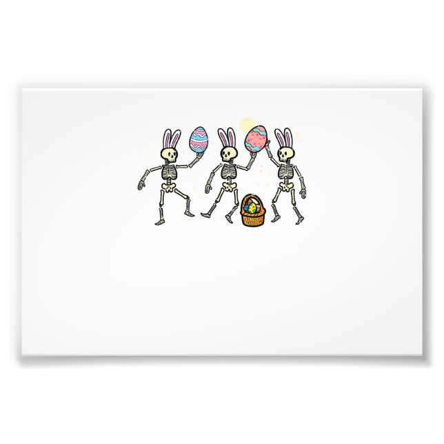 Easter Skeletons Dancing Eggs Funny Bones Men Wome Photo Print (Front)