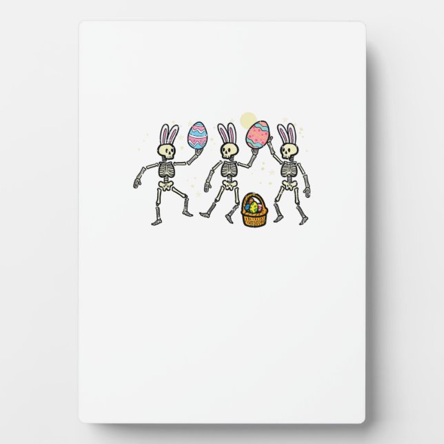 Easter Skeletons Dancing Eggs Funny Bones Men Wome Plaque (Front)