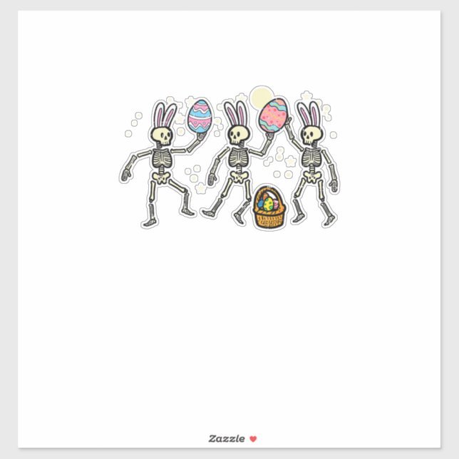 Easter Skeletons Dancing Eggs Funny Bones Men Wome Sticker (Sheet)
