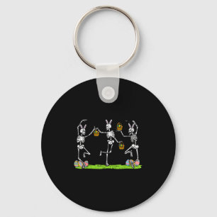 Easter skeletons dancing funny bunny bones womenEa Keychain