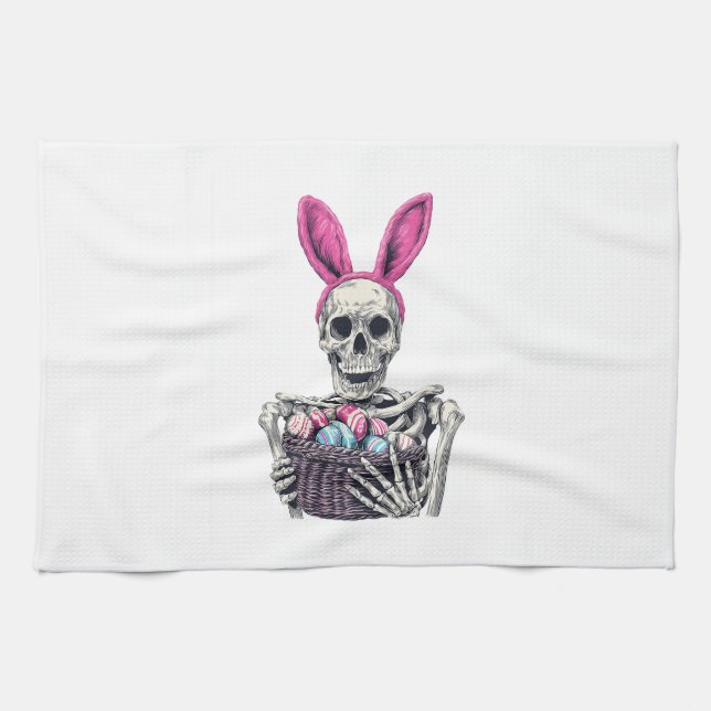 Easter Skull � Funny Bunny Skeleton Kitchen Towel (Horizontal)