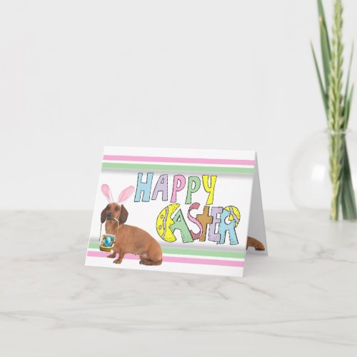 Easter Smooth Dachshund Holiday Card
