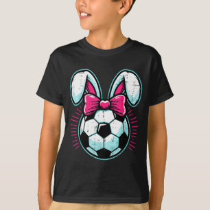 Easter soccer ball bunny ears bow cute boys girls T-Shirt