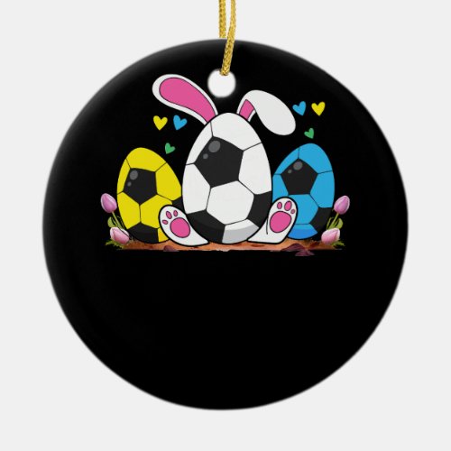 Easter Soccer Lover Bunny Head Ball Egg Hunting Sp Ceramic Ornament