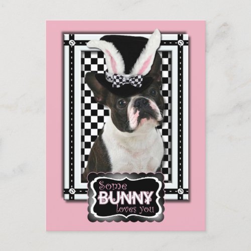 Easter _ Some Bunny Loves You _ Boston Terrier Holiday Postcard