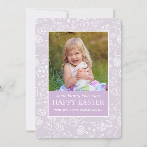 Easter Some Bunny Loves You Photo Purple Holiday Card