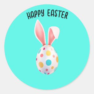 " EASTER" SPECKLED EGG & BUNNY EARS CLASSIC ROUND STICKER