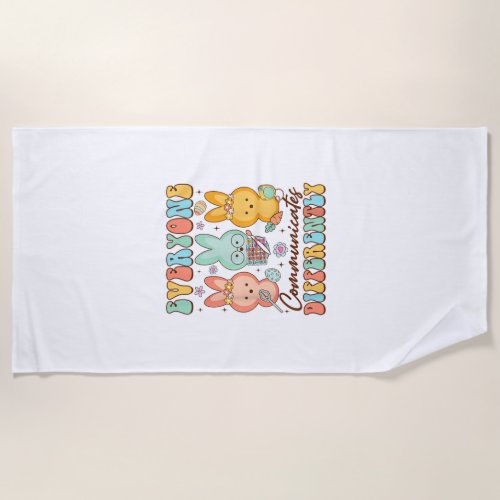 Easter Speech Therapy SLP Everyone Communicates Di Beach Towel