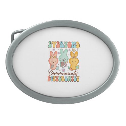 Easter Speech Therapy SLP Everyone Communicates Di Belt Buckle