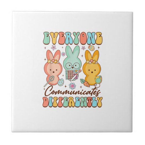 Easter Speech Therapy SLP Everyone Communicates Di Ceramic Tile