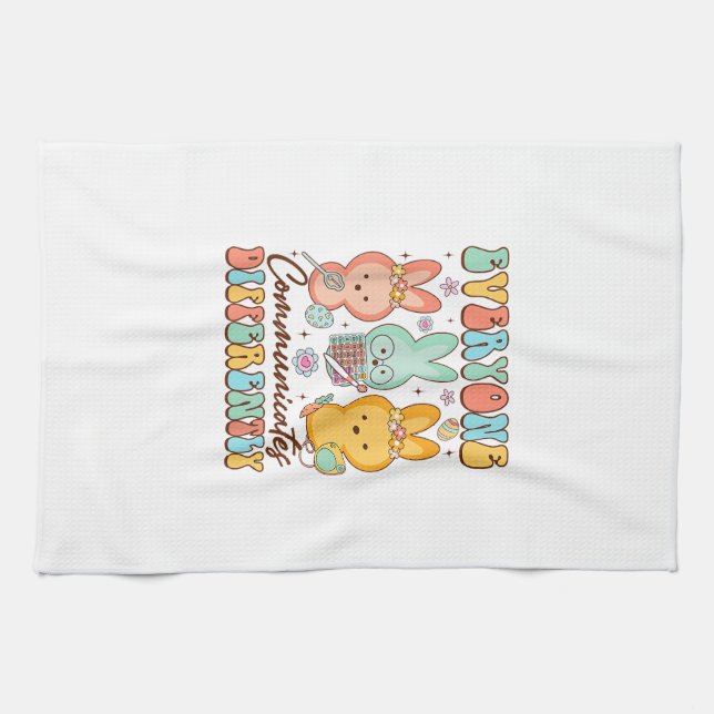 Easter Speech Therapy SLP Everyone Communicates Di Kitchen Towel (Horizontal)