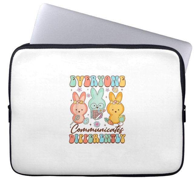 Easter Speech Therapy SLP Everyone Communicates Di Laptop Sleeve (Front)