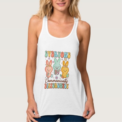 Easter Speech Therapy SLP Everyone Communicates Di Tank Top
