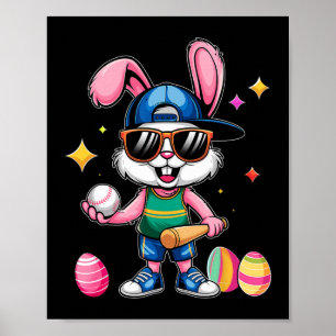Easter Sport Happy Easter Bunny Playing Sell Kids  Poster