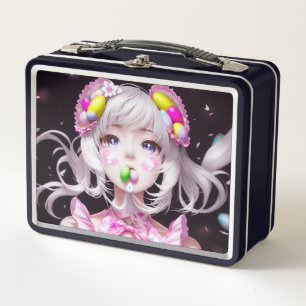 Easter/spring Anime girl  Metal Lunch Box