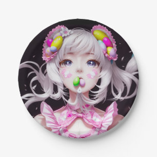 Easter/spring Anime girl Paper Plates