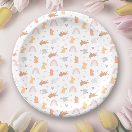 Easter Spring Birthday Bunny Pattern Paper Plates