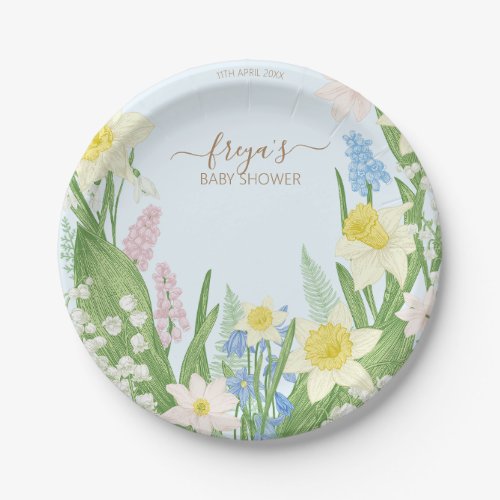 Easter Spring Blooms Floral Baby Shower Paper Plates