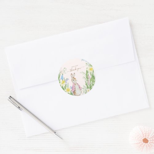 Easter Spring Blooms Peter the Rabbit Baby Shower Classic Round Sticker