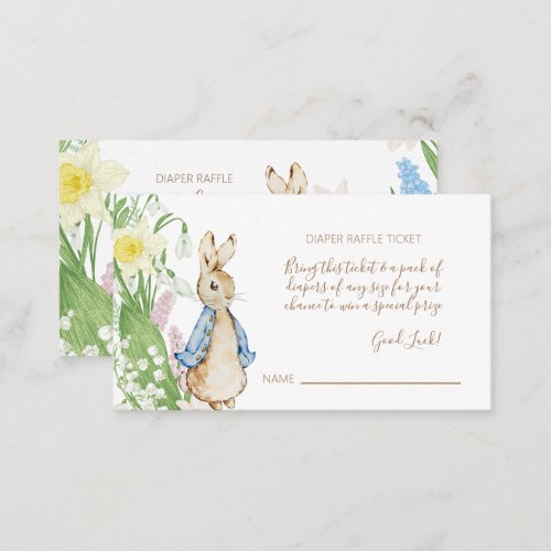 Easter Spring Blooms Peter the Rabbit Baby Shower Enclosure Card