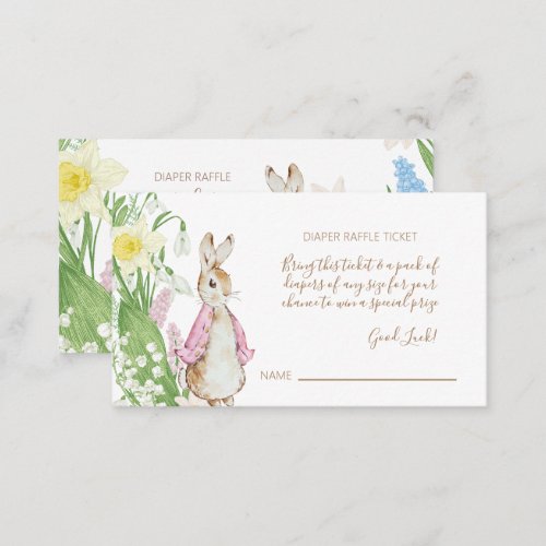 Easter Spring Blooms Peter the Rabbit Baby Shower Enclosure Card