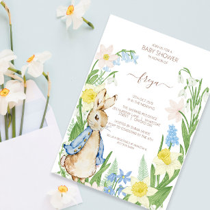 Easter Spring Blooms Peter the Rabbit Baby Shower Holiday Card