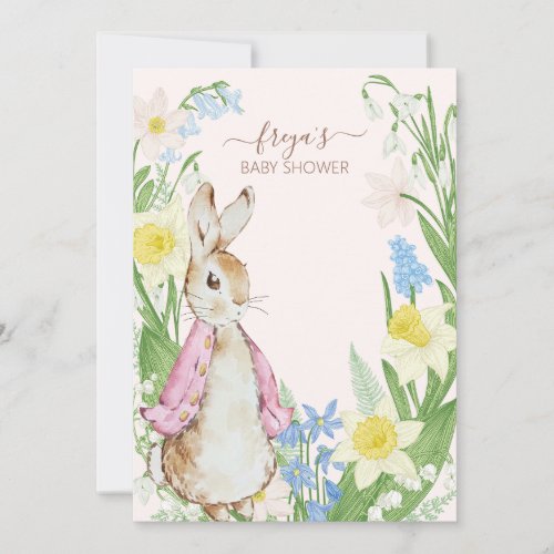 Easter Spring Blooms Peter the Rabbit Baby Shower Invitation