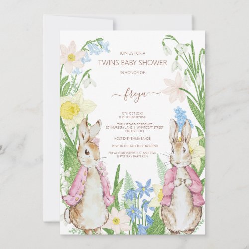 Easter Spring Blooms Peter the Rabbit Baby Shower Invitation