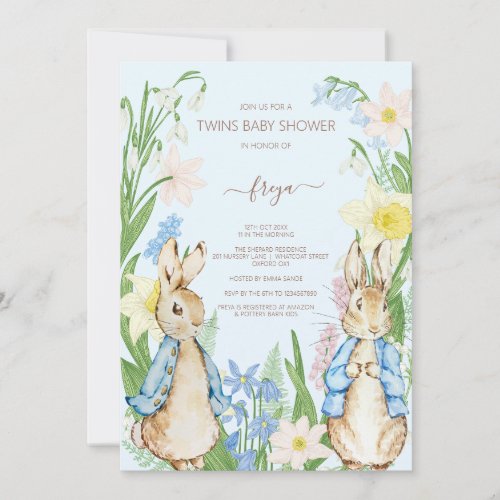 Easter Spring Blooms Peter the Rabbit Baby Shower Invitation