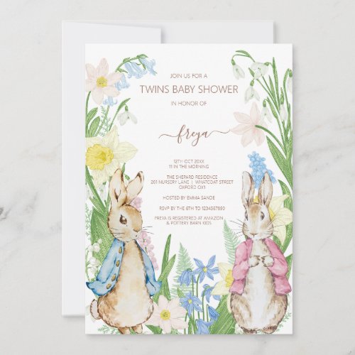Easter Spring Blooms Peter the Rabbit Baby Shower Invitation