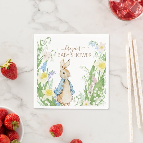 Easter Spring Blooms Peter the Rabbit Baby Shower Napkins