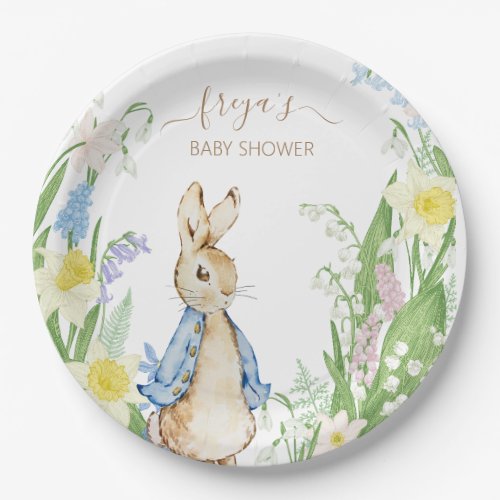 Easter Spring Blooms Peter the Rabbit Baby Shower Paper Plates