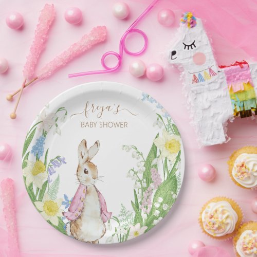 Easter Spring Blooms Peter the Rabbit Baby Shower Paper Plates