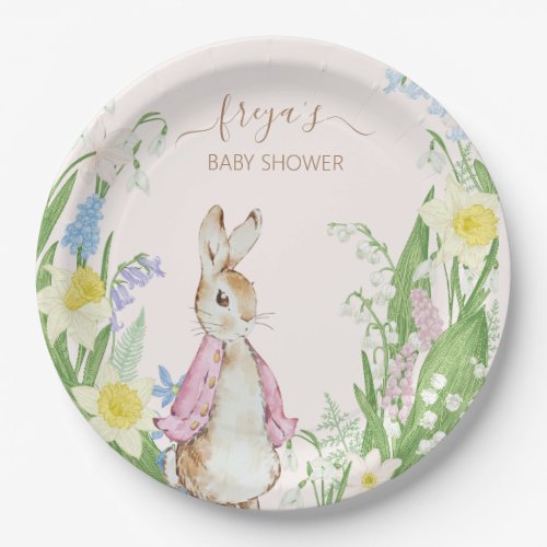 Easter Spring Blooms Peter the Rabbit Baby Shower Paper Plates