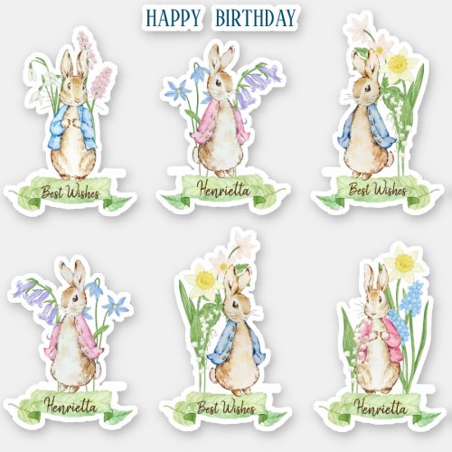 Easter Spring Blooms Peter the Rabbit Baby Shower Sticker
