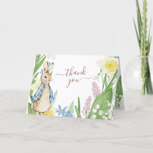 Easter Spring Blooms Peter the Rabbit Baby Shower Thank You Card