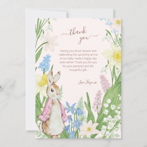 Easter Spring Blooms Peter the Rabbit Baby Shower Thank You Card