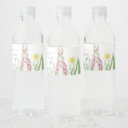 Easter Spring Blooms Peter the Rabbit Baby Shower Water Bottle Label