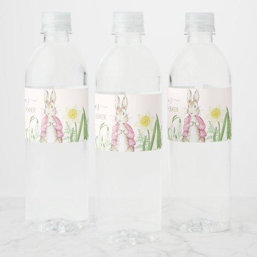 Easter Spring Blooms Peter the Rabbit Baby Shower Water Bottle Label