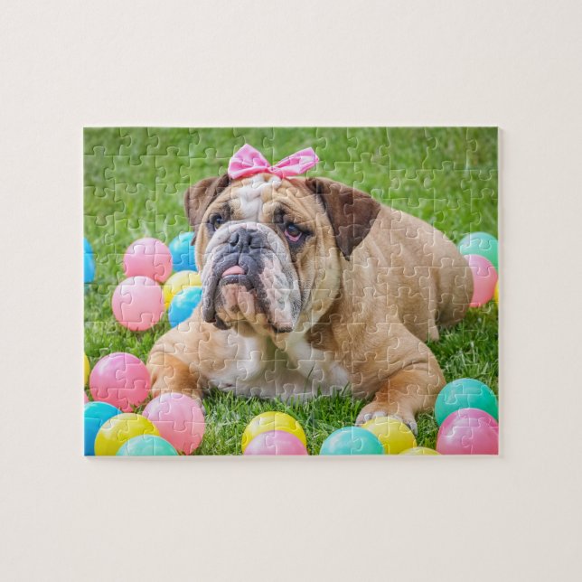 Easter Spring Bull Dog Jigsaw Puzzle (Horizontal)