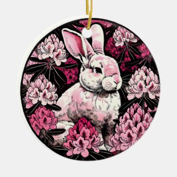 Easter Spring Bunny Rabbit Dogwood                 Ceramic Ornament by ellesgreetings at Zazzle
