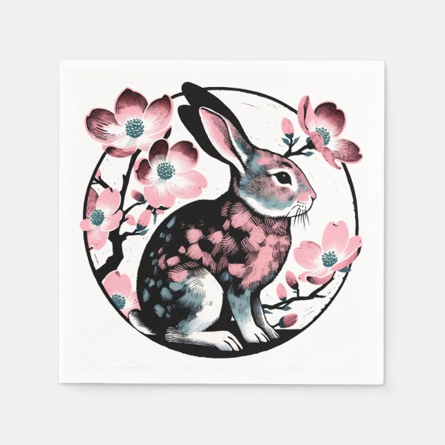 Easter Spring Bunny Rabbit Dogwood                 Napkins (Front)