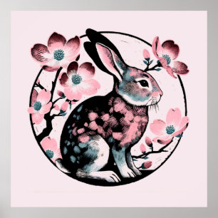 Easter Spring Bunny Rabbit Dogwood Poster