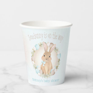 Easter Spring Cute Bunny Blue Boy Baby Shower Paper Cups