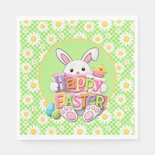 Easter Spring Daisy Bunny  Napkins (Front)
